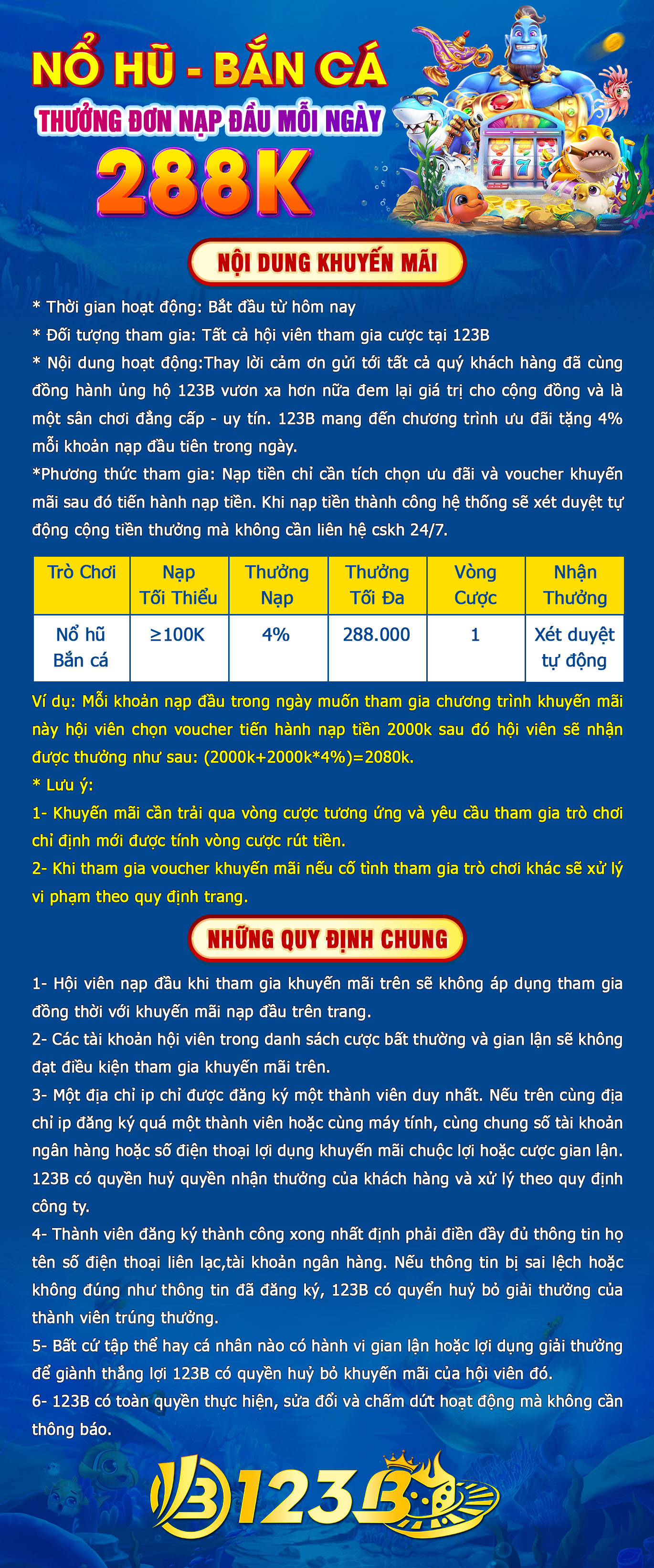 NẠP ĐẦU MỖI NGÀY 288K